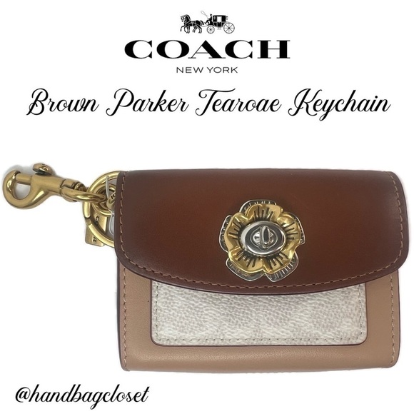 COACH Tea Rose Mini Parker Card Case Key Pouch With Snakeskin Detail Bag - Picture 1 of 16
